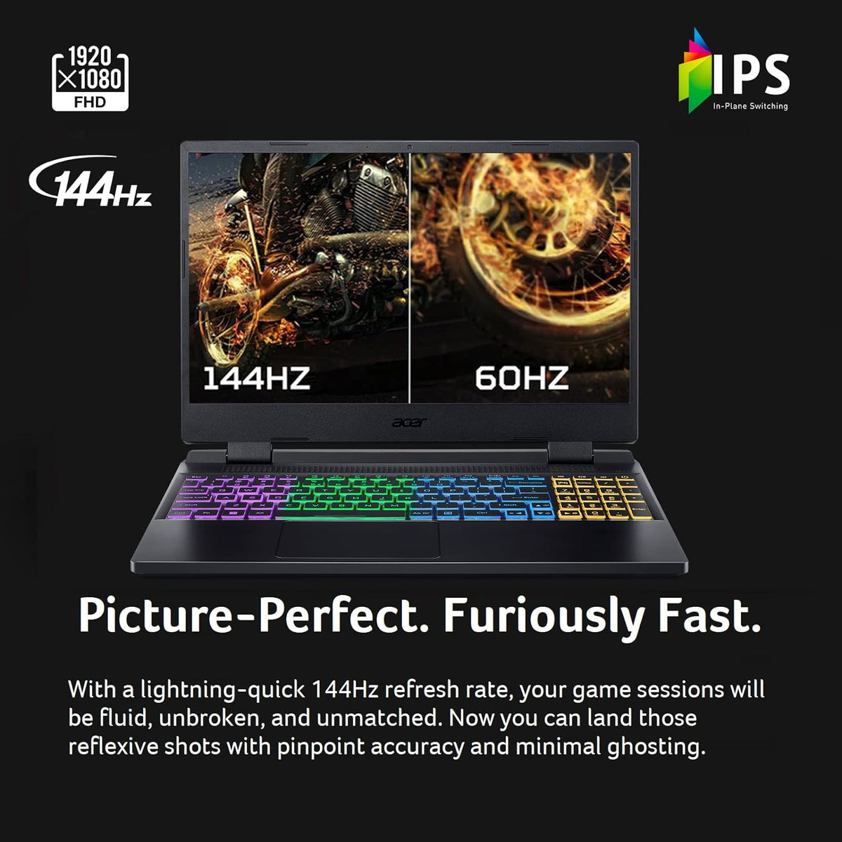 acer Nitro 5 AN515-58-527S Gaming Laptop | Intel Core i5-12500H | NVIDIA GeForce RTX 3060 Laptop GPU | 15.6' FHD 144Hz IPS Display | 16GB DDR4 | 512GB PCIe Gen 4 SSD | Killer Wi-Fi 6 | RGB Keyboard