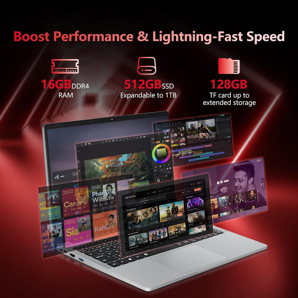 Laptop, AMD Ryzen 5 7430U Gaming Laptop, 15.6 Inch Laptop Computer with 16GB RAM 512GB SSD, AMD Radeon Lap top, Laptops with Backlit Keyboard, 55.2Wh Battery, Type-C, HDMI,Win 11 Pro
