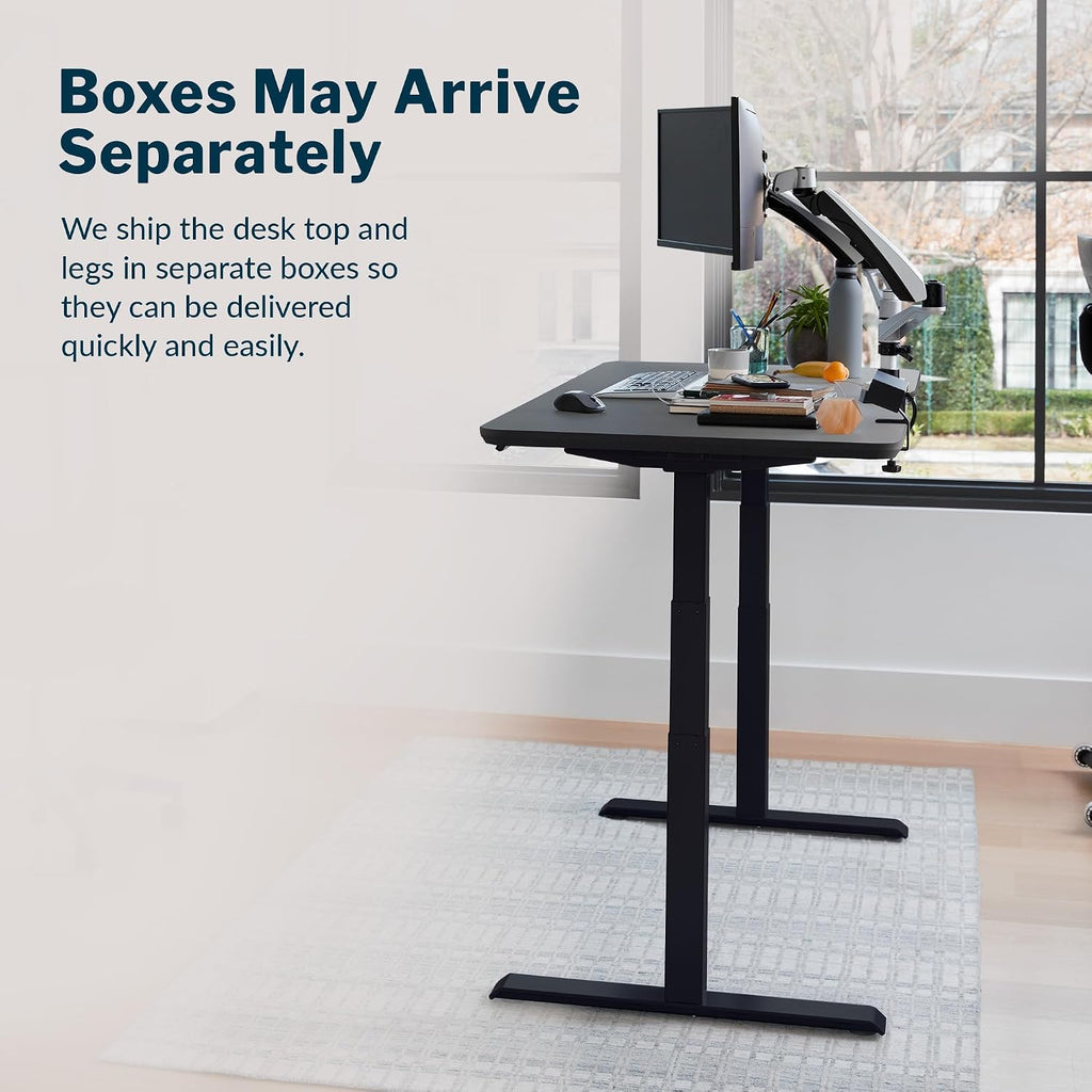 Vari Classic Electric Standing Desk - VariDesk Height Adjustable Sit/Stand Desk - Dual Motor with Memory Presets, Stable T-Style Legs - Gaming or Home Office Workstation - 60'x30', Black/Black