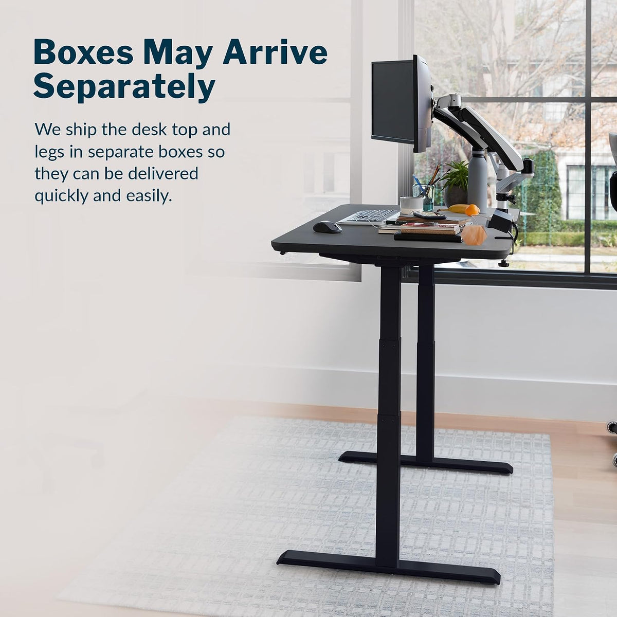 Vari Classic Electric Standing Desk - VariDesk Height Adjustable Sit/Stand Desk - Dual Motor with Memory Presets, Stable T-Style Legs - Gaming or Home Office Workstation - 60'x30', Black/Black