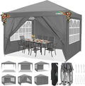 COBIZI 10x10 Pop Up Canopy Tent with 4 Sidewalls Party Tents Waterproof UPF 50+ Commercial Instant Outdoor Events Tent for Parties Markets Backyard, Ropes（10 x 10 ft Gray