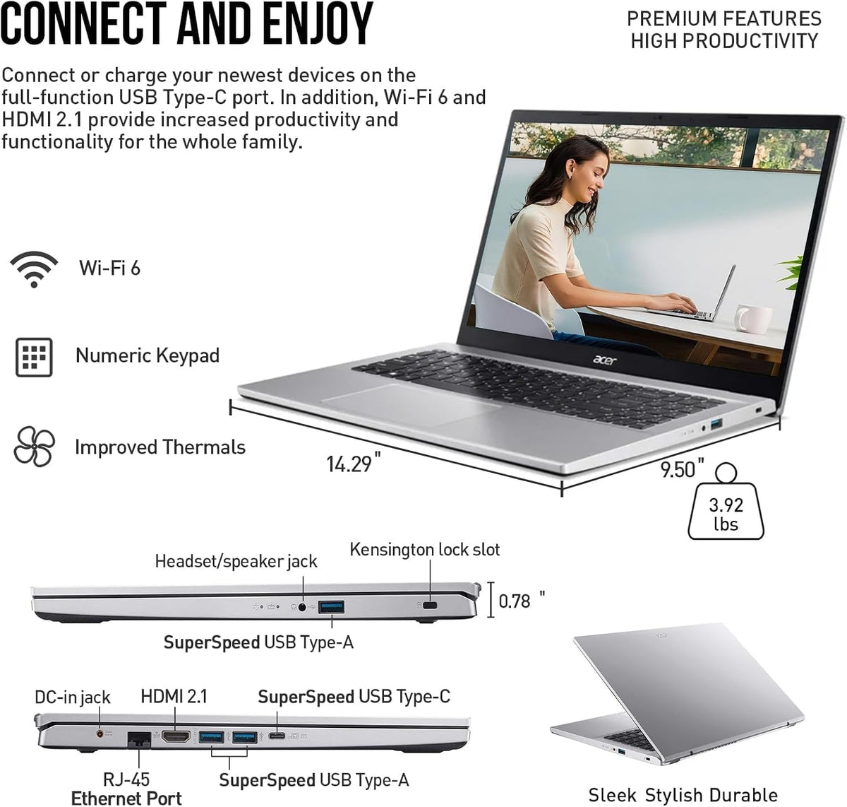 acer Aspire 3 High-Performance Laptop Computer | for Student and Business | 15.6-inch FHD | AMD Ryzen 7-5700U (Beats i7-1250U) | 16GB RAM, 1TB SSD | Ethernet Port | Copilot AI | Windows 11 Home