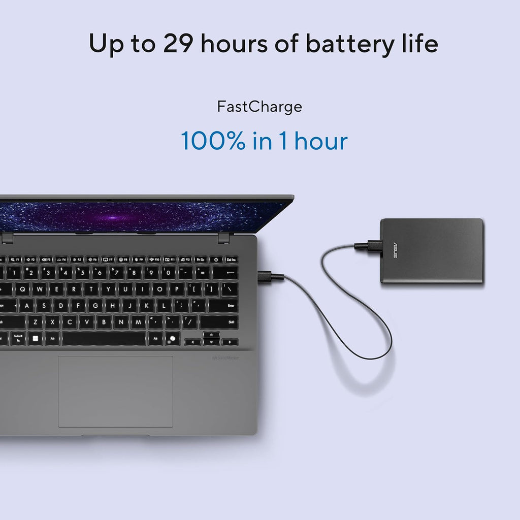 ASUS Vivobook 14 Laptop, 14' WUXGA 60Hz Display, Qualcomm Snapdragon X, Qualcomm Adreno GPU, 16GB RAM, 512GB SSD, Windows 11, Cool Silver, X1407QA-BS56
