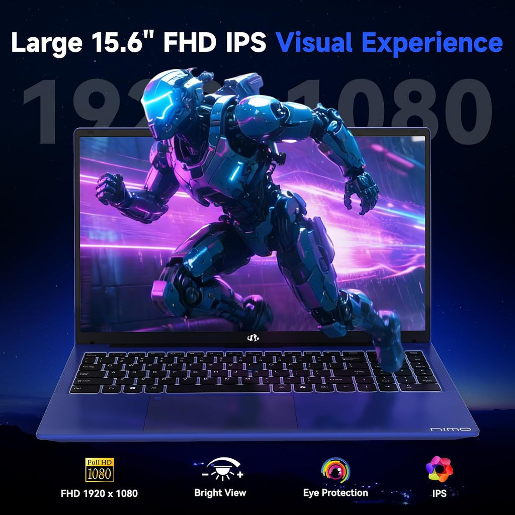 NIMO Gaming Laptop, 15.6' FHD IPS Anti-Glare Screen, AMD R7 7735HS (Up to 4.75GHz, Beat i7-12650H) Computer with 16GB DDR5 RAM 256GB SSD, 180° Viewing, Radeon 680M, 100W Type-C, for Business, College