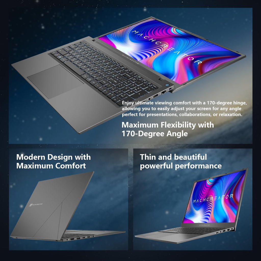 Machenike Machcreator N17A 17.3' Laptop, 17.3' FHD 120Hz, 4-Cores Intel Processor, 8GB DDR5 RAM, 256GB SSD, Backlit Keyboard, Numeric Keypad, HDMI, Webcam, SD Card Reader, Wi-Fi, Windows 11 Home, Grey