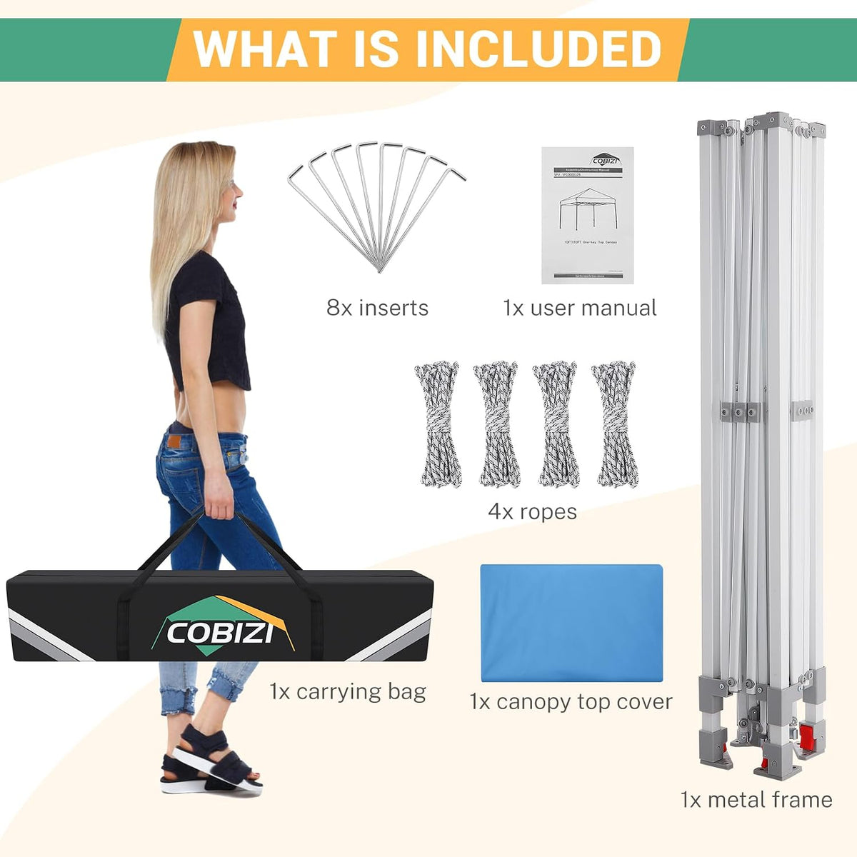 COBIZI 10x10 Pop Up Canopy Tent, Easy Up Canopy with 1-Button Push, Outdoor Canopy Tents with Wavy roof, Portable Canopy for Home, Camping, Outdoor Events, Black