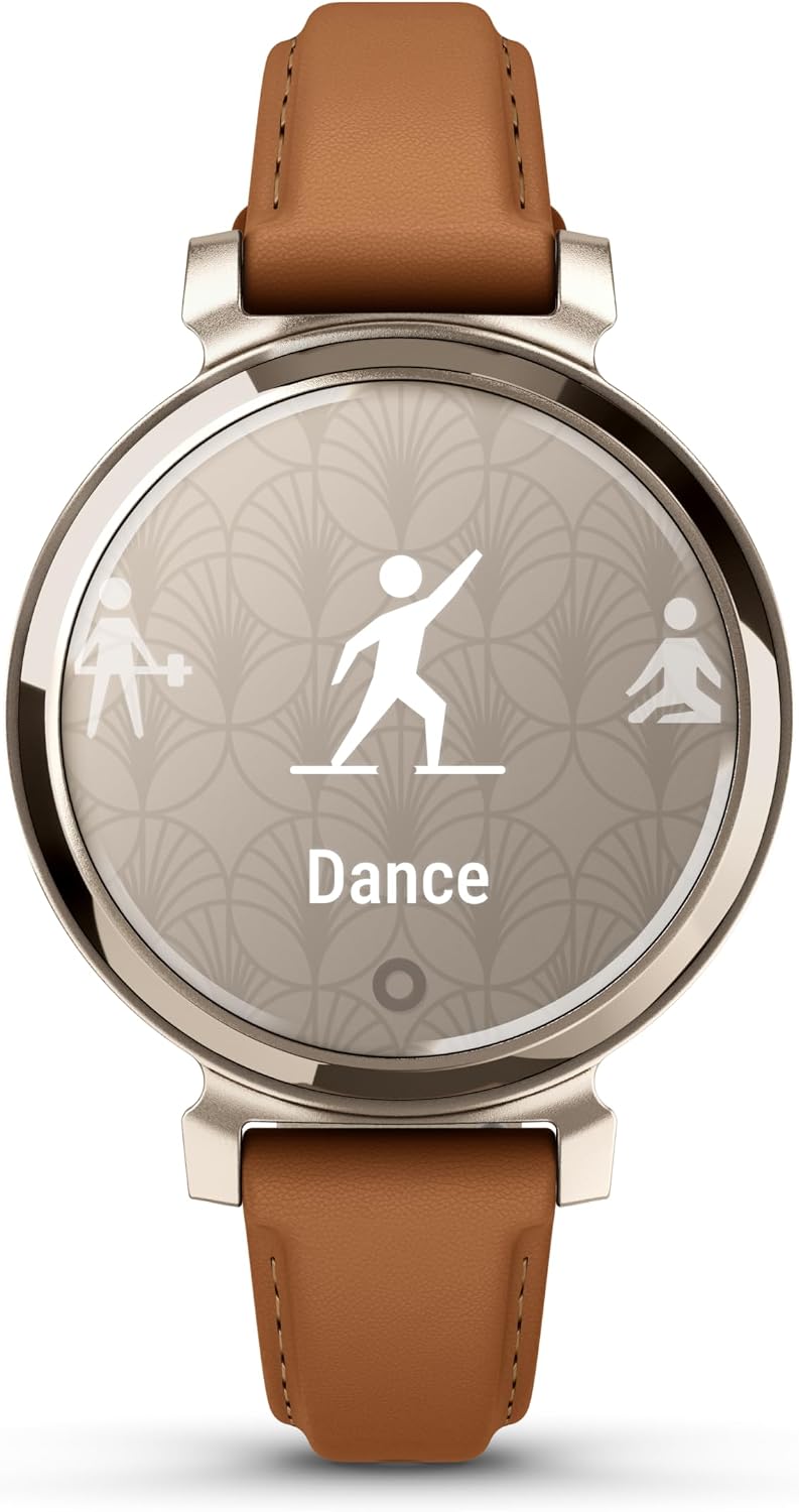 Garmin Lily 2, Small and Stylish Smartwatch, Hidden Display, Patterned Lens, Up to 5 Days Battery Life, Tan (Renewed)