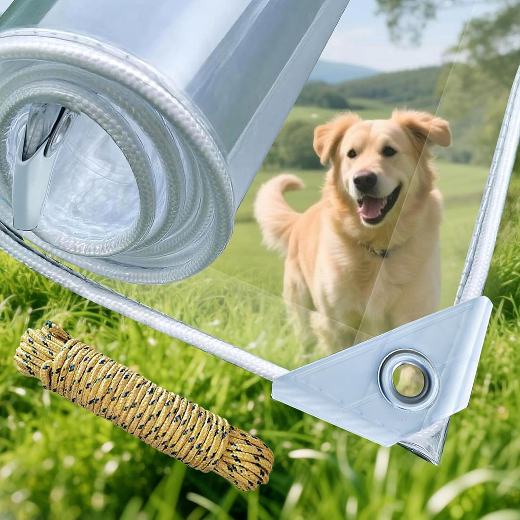 Clear Tarp - Heavy Duty Waterproof 4ft x 17.5ft Plastic Tarps with Grommets Clear Vinyl Tarps for Outdoor Porches Transparent Tarpaulin for Patio Enclosure Roofs Greenhouse Plant Chicken Coop Cover