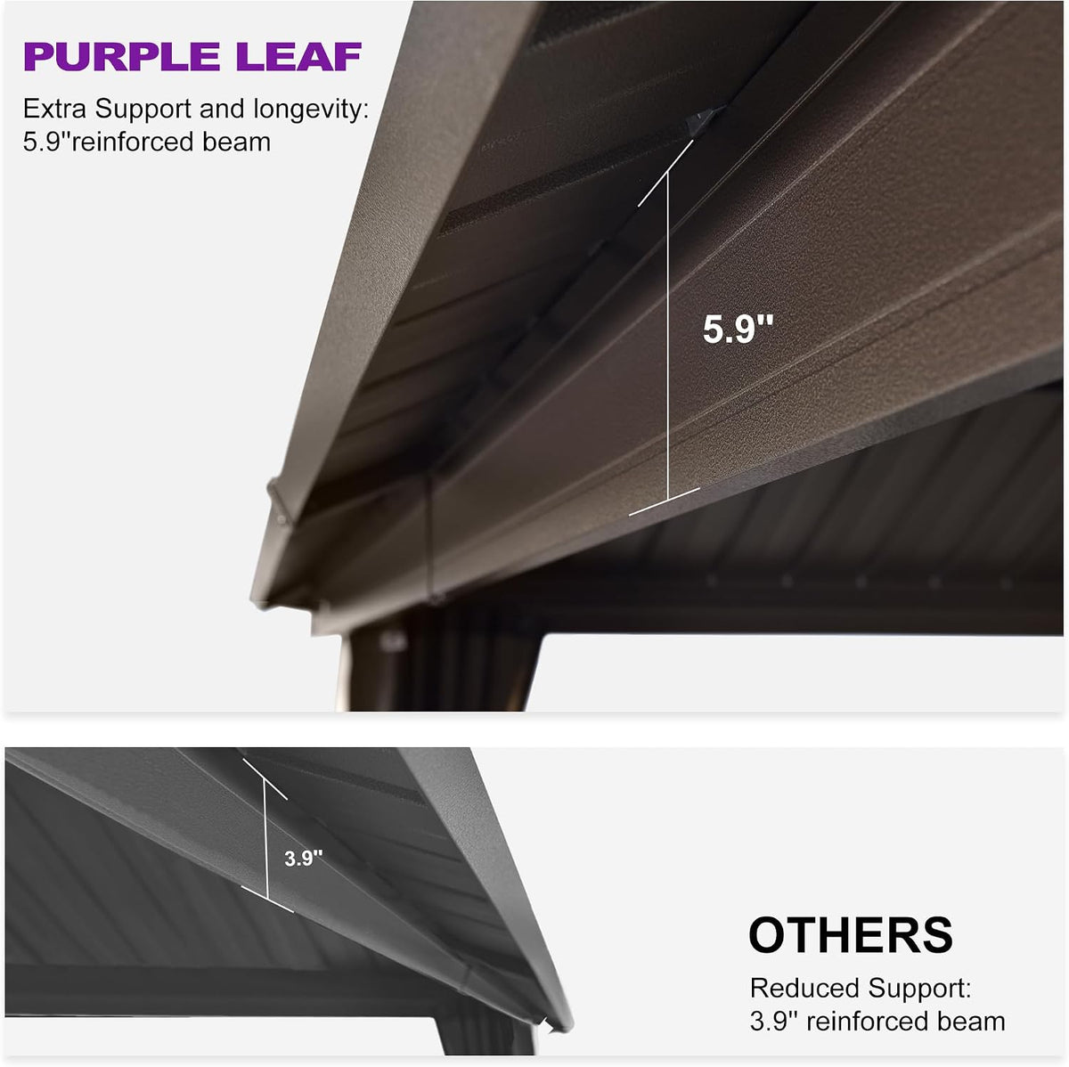 PURPLE LEAF 8' X 8' Outdoor Hardtop Gazebo Metal Frame Galvanized Steel Double Roof with Curtains and Nettings for Patio Desk Backyard Bronze