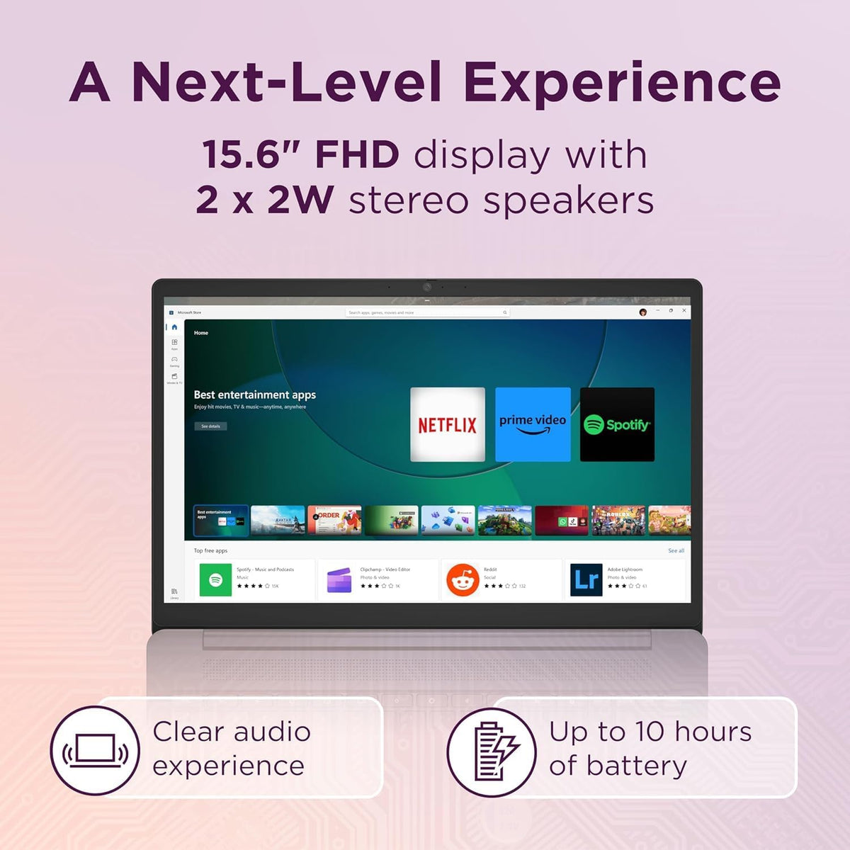 Lenovo Chromebook 15 (15.6' FHD Display, 4GB RAM, 128GB Storage (64GB eMMC + 64GB SD Card), Intel Celeron N4500), Home & Student Laptop, Anti-glare, Webcam, Wi-Fi 6, 10-Hr Long Battery Life, Chrome OS