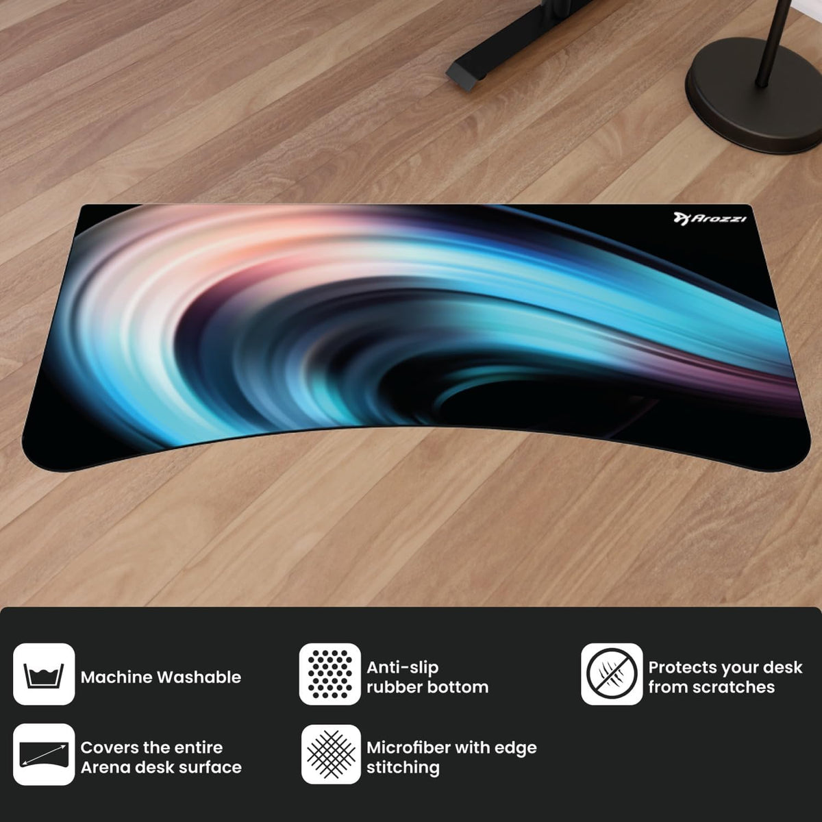 Arozzi Arena Gaming Desk Mat, Full Surface Custom Desk Pad, Interchangeable, Water Resistant & Washable Computer Desk Mouse Pad with Stitched Edges (D009)