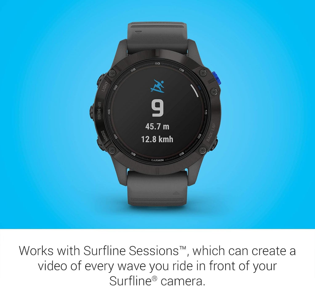 Garmin Fenix 6 Pro Solar (GPS,1.4 inches) Solar-Powered Multisport, Advanced Training Features and Data, Black with Slate Gray Band (Renewed)