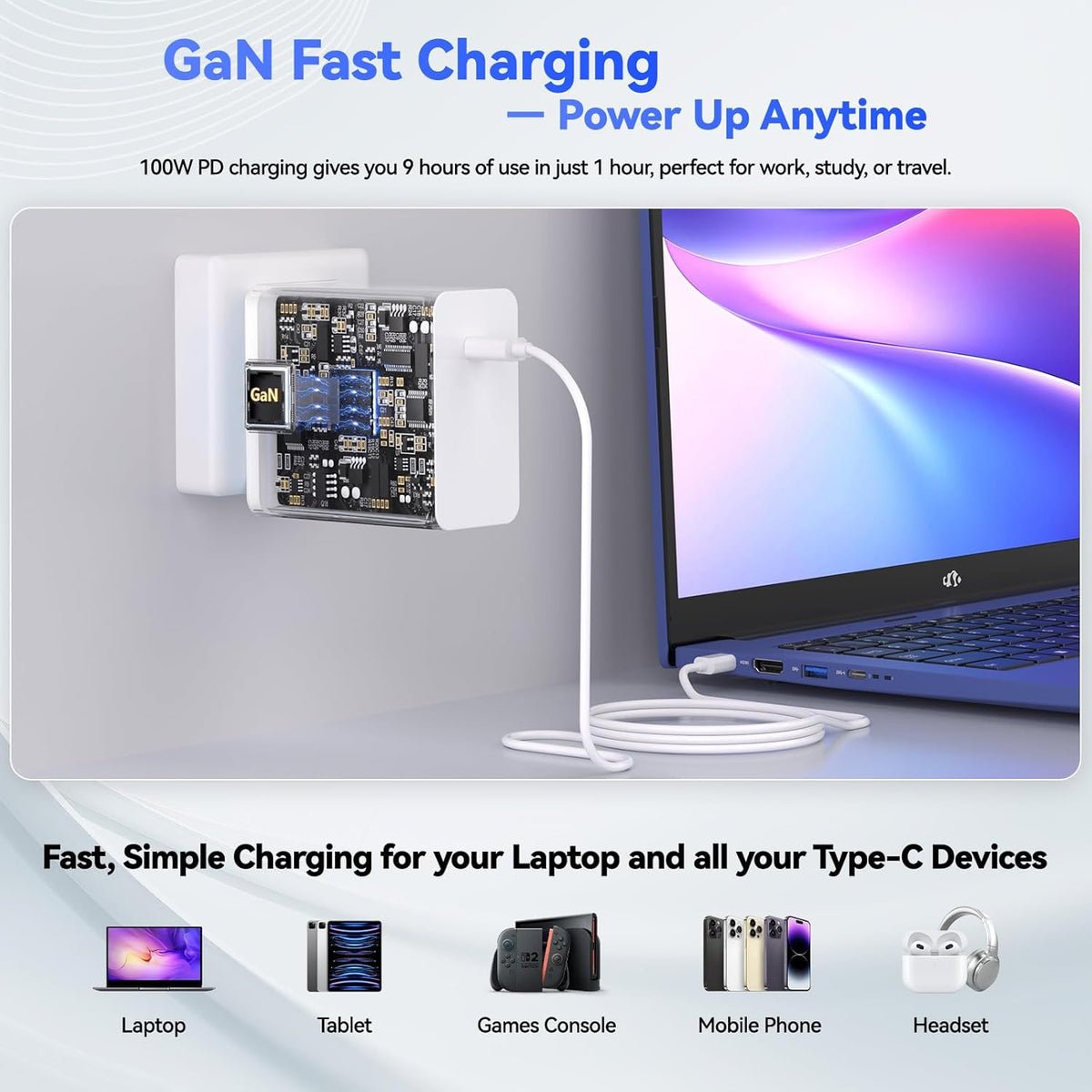 NIMO 17.3' Gaming-Laptop, AMD Ryzen 7 7735HS (8C/16T, Beats i7-12650H) 16GB DDR5 RAM 1TB SSD Computer with Radeon 680M, 100W Type-C Charger, Wi-Fi 6E, 58Wh Battery, Fingerprint, Backlit Keyboard