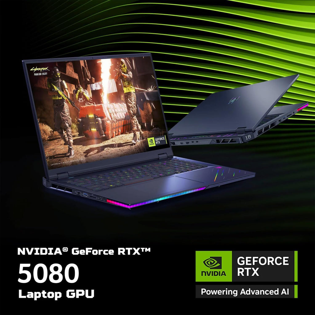 acer Predator Helios 18 AI Gaming Laptop 18' 250Hz 1000 nits Mini-LED WQXGA (Intel Ultra 9-275HX, GeForce RTX 5080 16GB, 32GB DDR5, 4TB SSD, 2 Thunderbolt 5, Win 11 Home) w/DKZ USB Port Expander