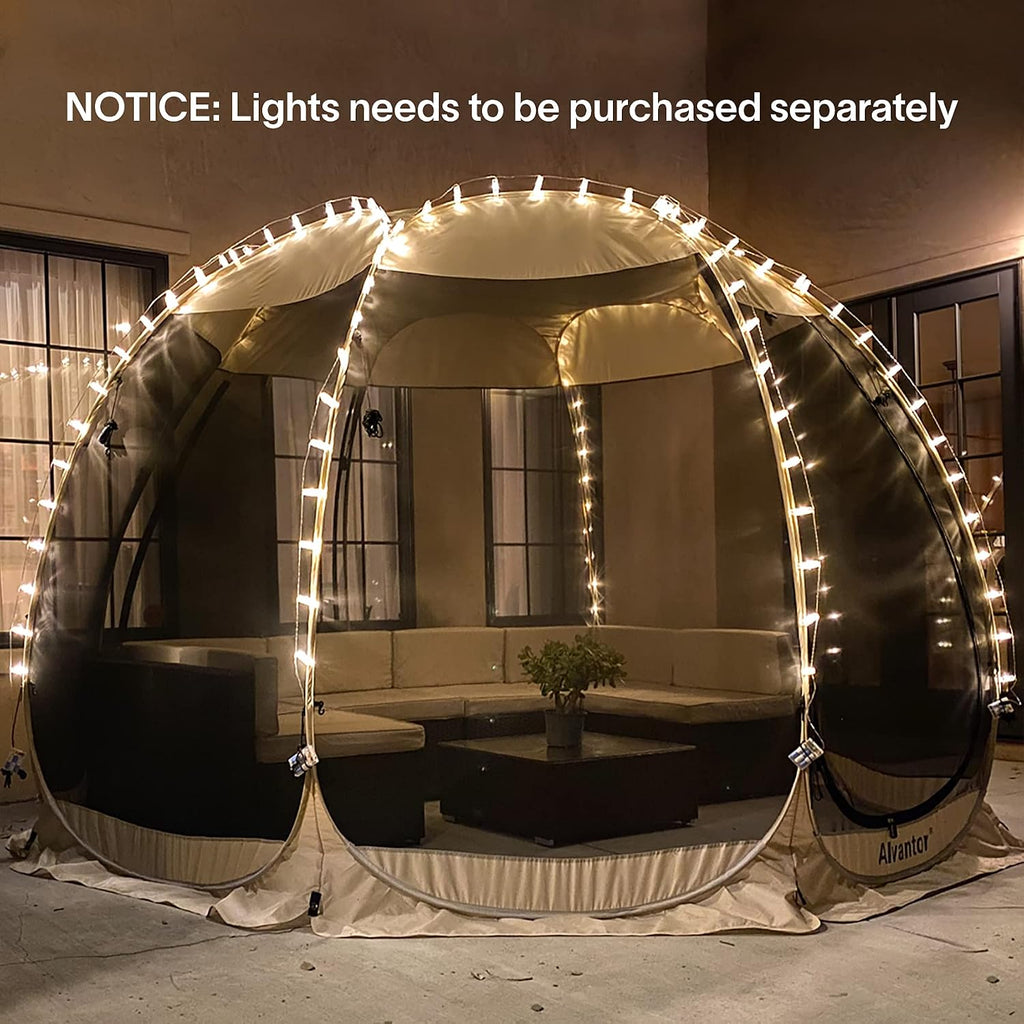 Alvantor® Screen House Room Camping Tent Outdoor Canopy Pop Up Sun Shade Hexagon Shelter Mesh Walls Not Waterproof 10'x10' Beige Patent Pending