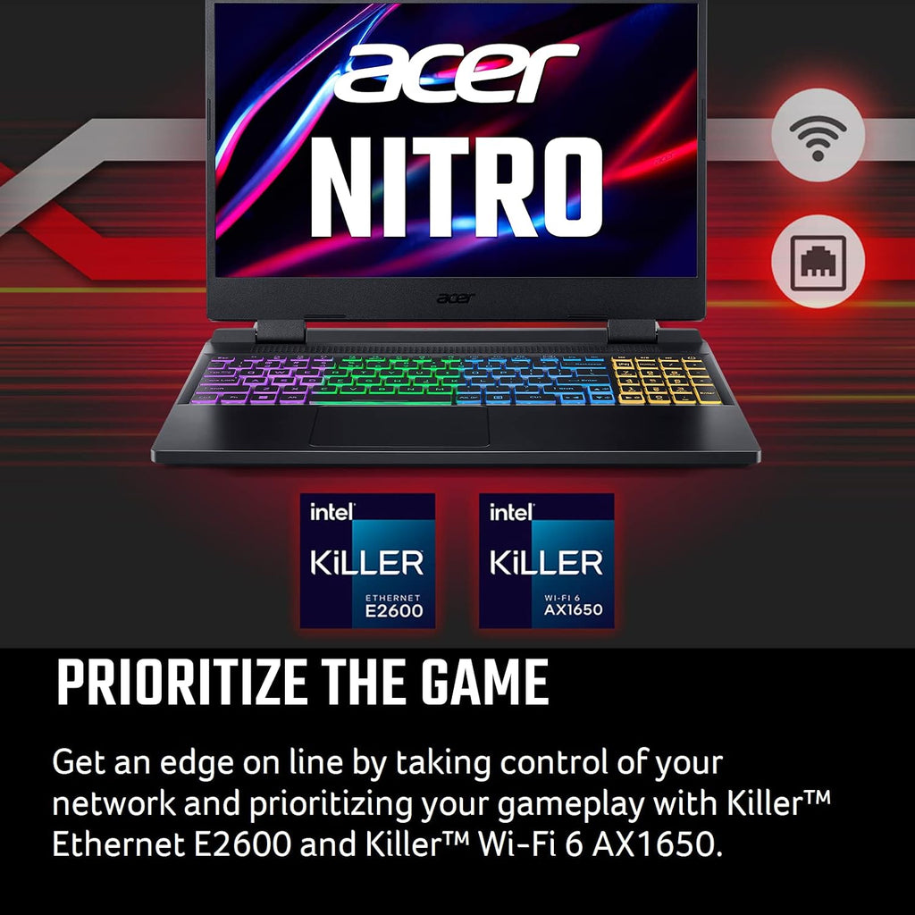 Acer Nitro 5 AN515-58-7583 Gaming Laptop | Intel Core i7-12700H | NVIDIA GeForce RTX 3070 Ti Laptop GPU | 15.6' QHD 165Hz 3ms IPS Display | 16GB DDR4 | 2TB SSD in RAID 0 | Killer WiFi 6 | RGB Keyboard