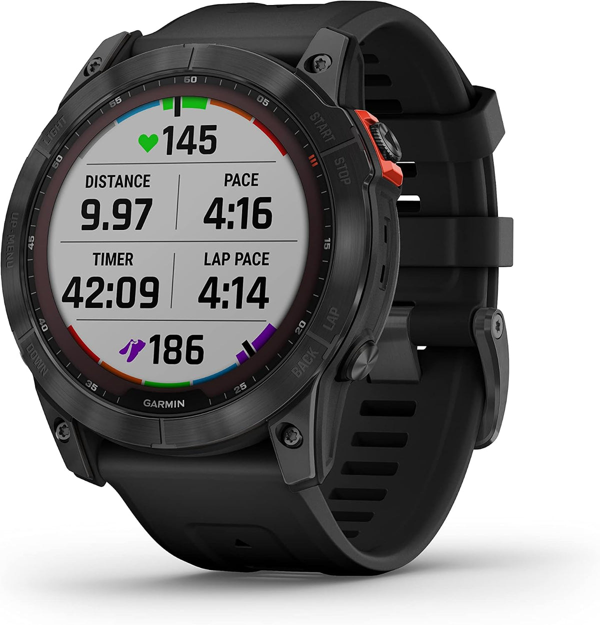 Garmin Fenix 7X Solar-Powered Waterproof 1.4-Inch Display Multisport GPS Watch with Built-in LED Flashlight and Bluetooth (Slate Gray with Black Band)