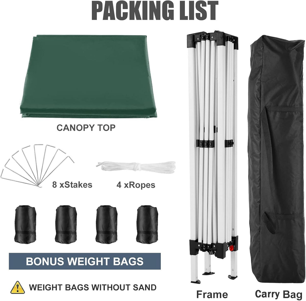COBIZI 10x10 Pop Up Canopy Tent with 4 Sandbags, Easy Set Up Gazebo, Instant Outdoor Sun Shade &Waterproof Canopy with 8 Stakes,4 Ropes&Carry Bag, Tents for Parties, Beach, Backyard,Camping(Green