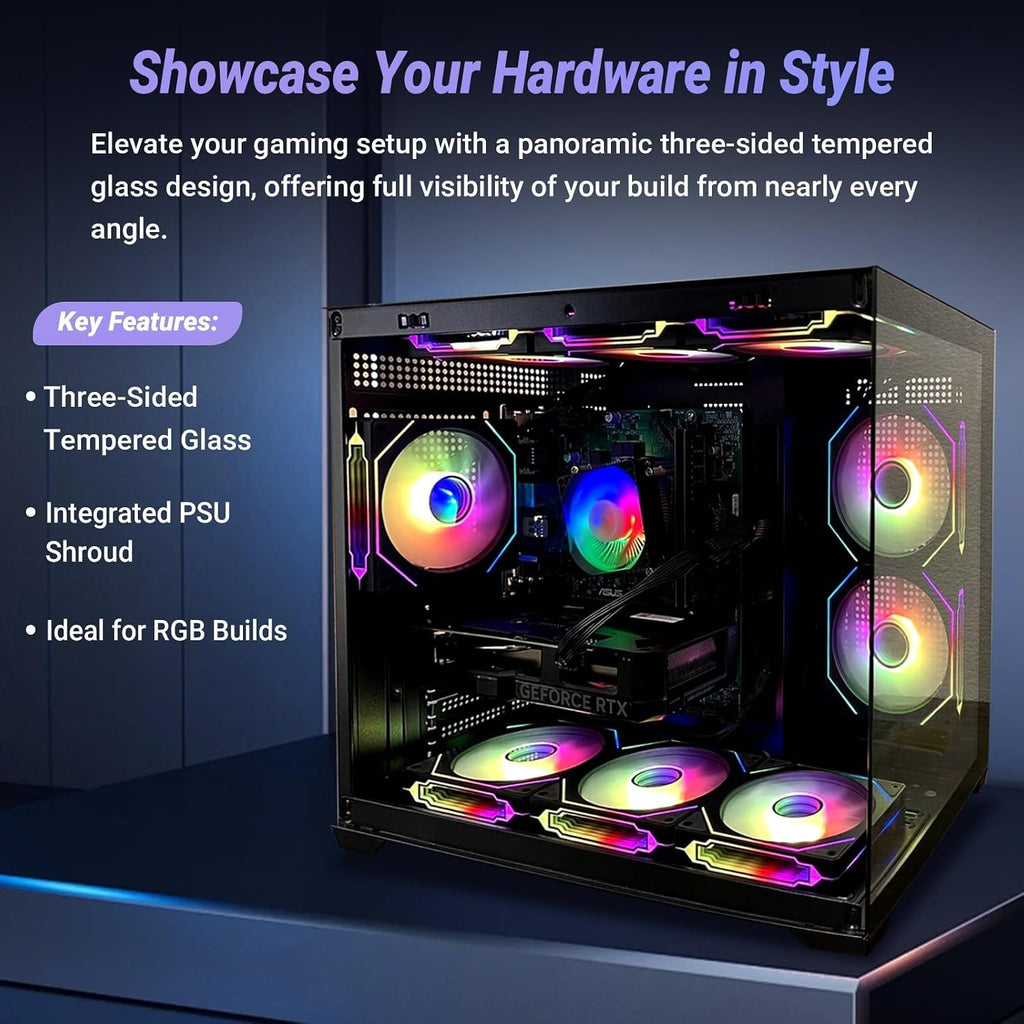 Gaming PC Computer Desktop – i7 Xeon E5 3.20GHz, GeForce RTX 2080 Ti 11GB, 16GB DDR4 RAM, 512GB SSD + 1TB HDD, Wi-Fi 6 & BT 5.4, 800W PSU, 9X ARGB Fans, Win 11 Pro, Gaming Tower for Gamers & Streaming