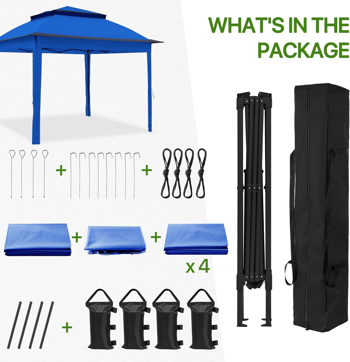 COOS BAY 11x11 Pop Up Gazebo with 4 Sidewalls, Instant Outdoor Canopy Tent with UPF 50+ UV Protection, Water Resistant Shelter with Carry Bag, Stakes & Ropes, Blue