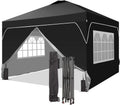 GDY 12x12FT Pop Up Canopy Tent with One Push Setup, Easy to Install with 4-Sidewalls for Events, Parties, Camping, Outdoor Gazebo with 4-Sandbags, Black.