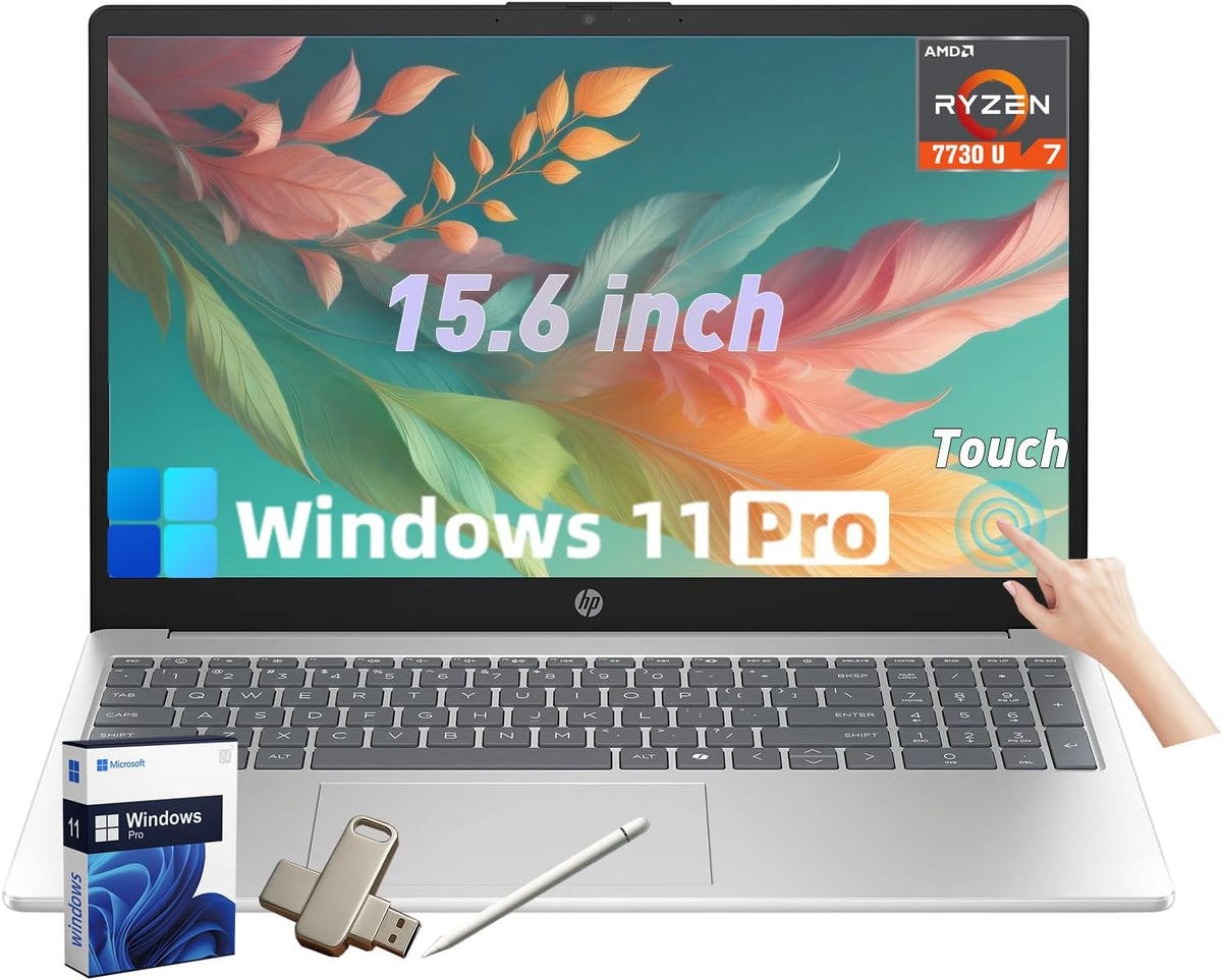 HP Touchscreen Student Laptop Computer - AMD Ryzen 7 7730U (8-Core, Beats i7-1355U), Fast Charging, Anti-Glare, Copilot Key, Wi-Fi 6, Windows 11 Pro, Student Laptop (32GB RAM | 2TB SSD)