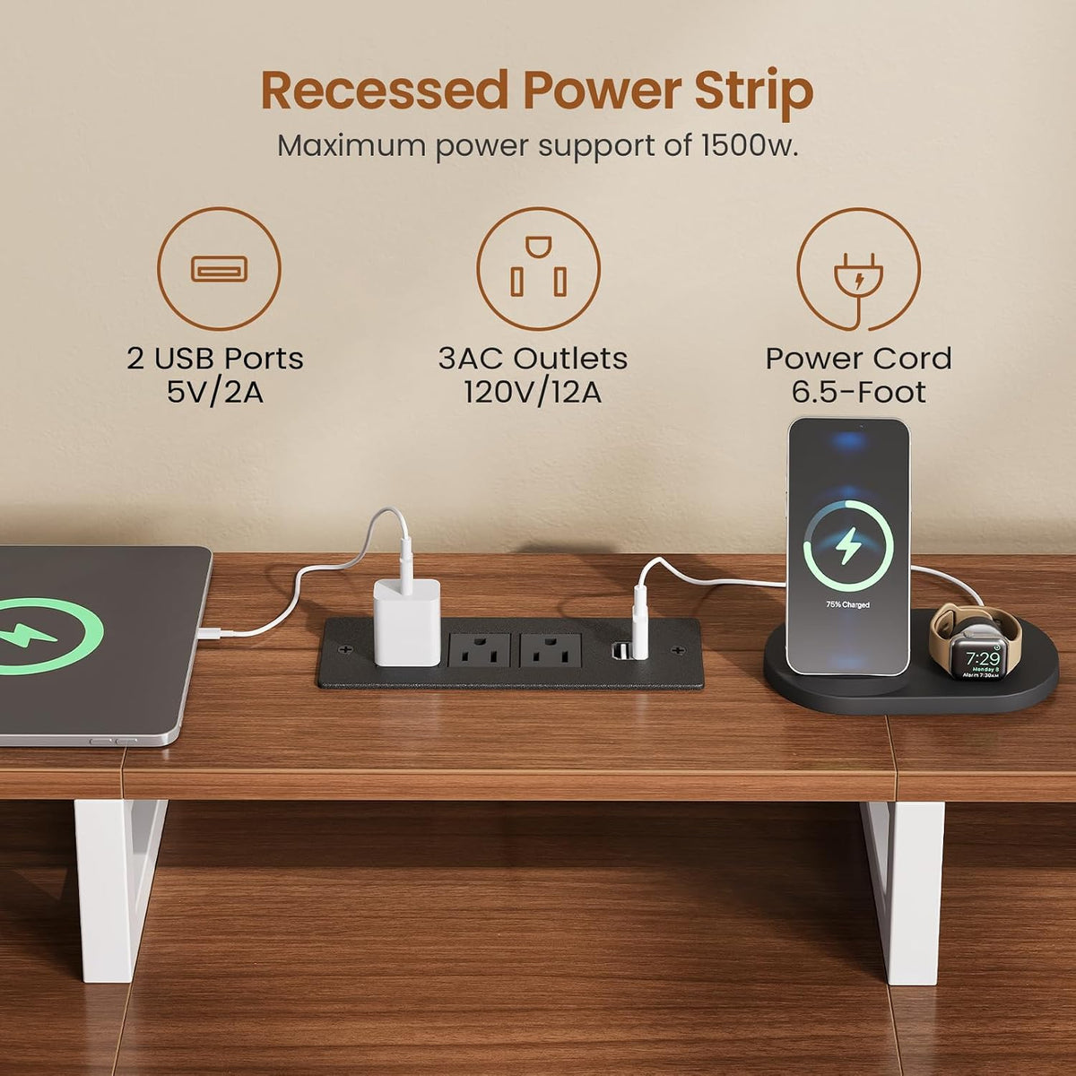 SEDETA 94.5' 2 Person Gaming Desk, Long Office Computer Desk with 8 Drawers & LED Light, Two Person Desk with Storage, Power Strip & Monitor Shelf for Home Office, Brown+White