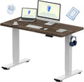 FLEXISPOT EN1 One-Piece Standing Desk with 1-Inch Thick Seamless Desktop, 48'x24' Electric Height Adjustable Desk for Home Office, Multi-Monitor Setups & Easy Assembly, Black Walnut