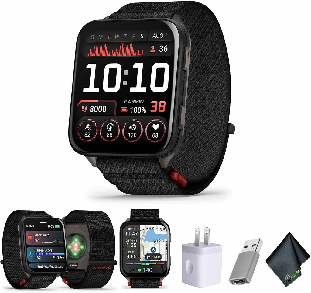 Garmin Venu X1 Thin and Lightweight GPS Smartwatch, 2' AMOLED Display, Sapphire Lens, LED Flashlight, Built-in Maps, 100+ Sports Apps, Fitness and Wellness Tracking Black with Slate Titanium Caseback