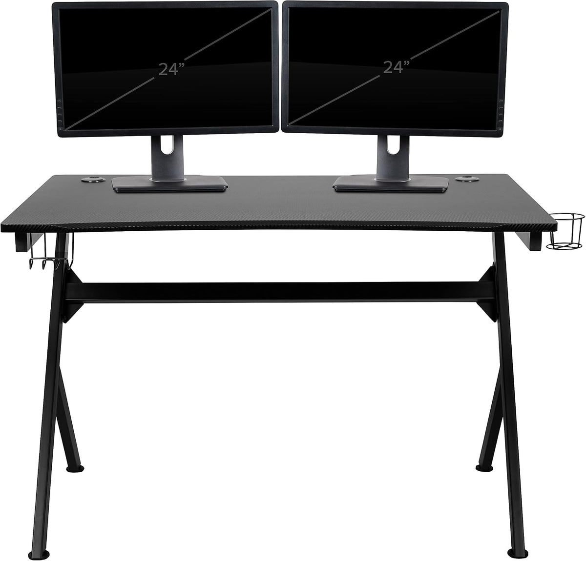 Flash Furniture Duncan Gaming Desk 45.25' x 29' Computer Table Gamer Workstation with Headphone Holder and 2 Cable Management Holes, Set of 1,Black