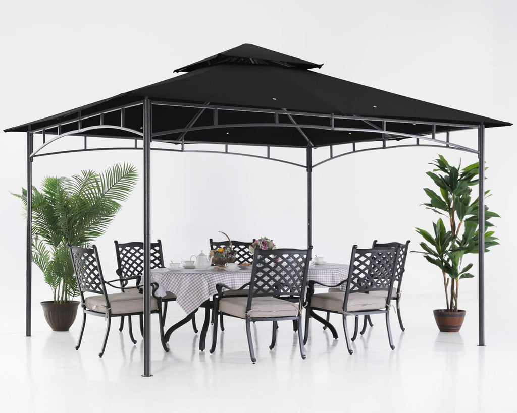 ABCCANOPY Gazebos for Patios - Outdoor Steel Frame Gazebo for Lawn Backyard Garden Deck 10x12 (Black)