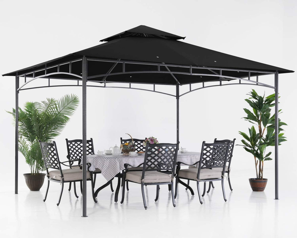 ABCCANOPY Gazebos for Patios - Outdoor Steel Frame Gazebo for Lawn Backyard Garden Deck 10x12 (Black)