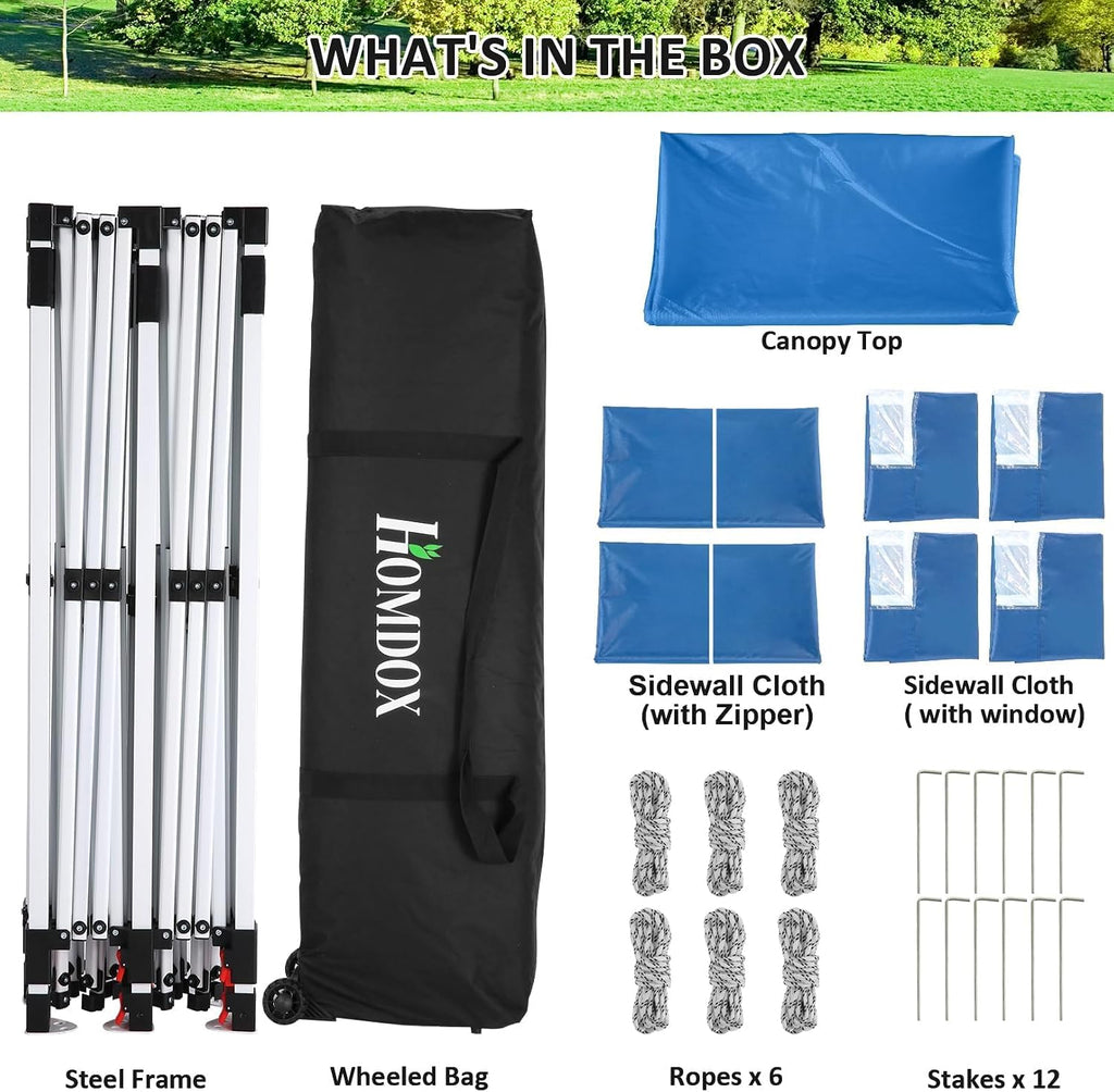 COBIZI 10x20 Pop Up Canopy with 6 Sidewalls, Conical Party Tent 10x20 with 3 Adjustable Height Waterproof, UV-Resistant with Carry Bag, Sandbag, Stake, Ropes for Parties, Commercial (Frame Upgraded)