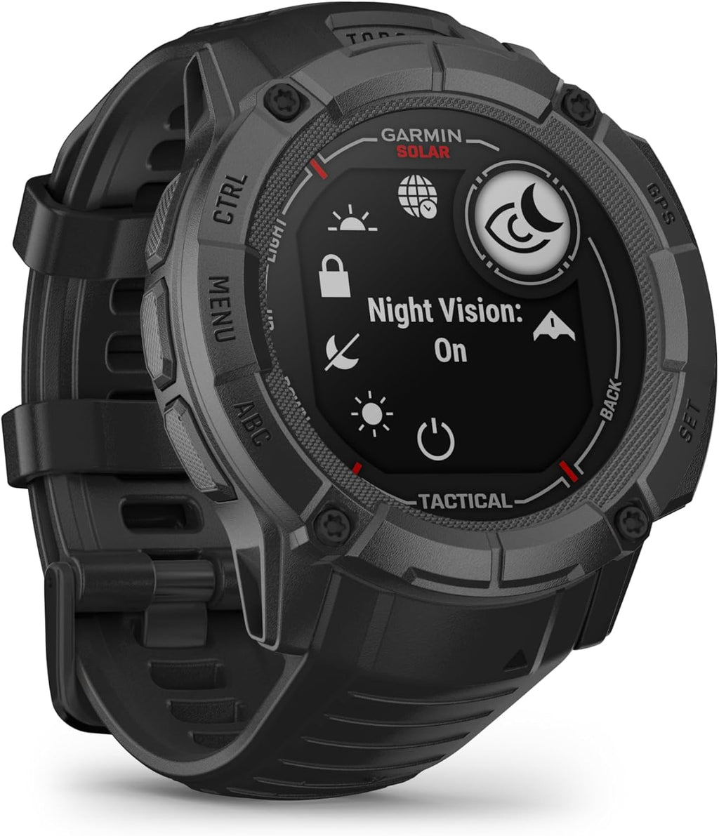 Garmin Instinct 2X Solar - Tactical Edition, Rugged GPS Smartwatch, Built-in Flashlight, Ballistics Calculator, Solar Charging Capability, Black (Renewed)