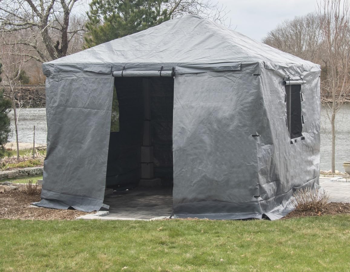 Sojag Winter Cover for Gazebos, Waterproof 12' x 12' Gazebo Accessory with Roll-Up Door, and Vented Panels, All-Season Outdoor Storage