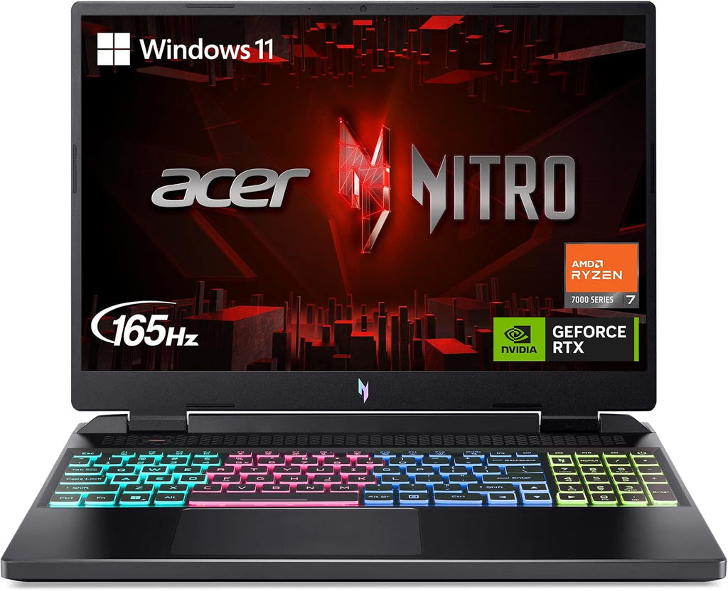 acer Nitro 16 Gaming Laptop | AMD Ryzen 7 7840HS OctaCore CPU | NVIDIA GeForce RTX 4060 Laptop GPU | 16' WUXGA 165Hz IPS Display | 16GB DDR5 | 1TB Gen 4 SSD | WiFi 6E | RGB Backlit KB | AN16-41-R4CY