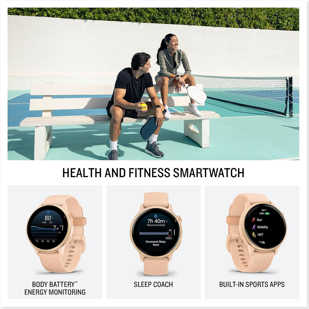 Garmin vívoactive® 6 Health and Fitness GPS Smartwatch - AMOLED Display, Up to 11 Days Battery, Metallic Pink Dawn with Matching Band