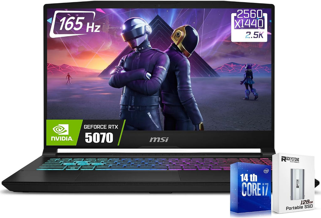 msi Katana HX Gaming Laptop, 15.6' 165Hz QHD IPS Display, 16-core i7-14650HX (>i9-12900H, UP to 5.2 GHz, GeForce RTX 5070, Copilot+ PC, RGB Backlit Keyboard, Win11, Black(16GB DDR5 RAM | 1TB SSD)