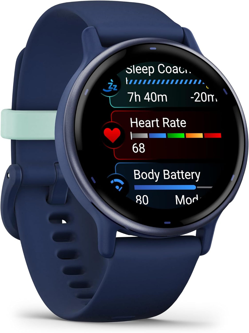 Garmin Vivoactive 5, Health and Fitness GPS Smartwatch for Women and Men, Metallic Navy Bezel w/Navy Case and Silicone Band, 11 Days Battery Life, 1.2' AMOLED Touchscreen Display (Bundle)