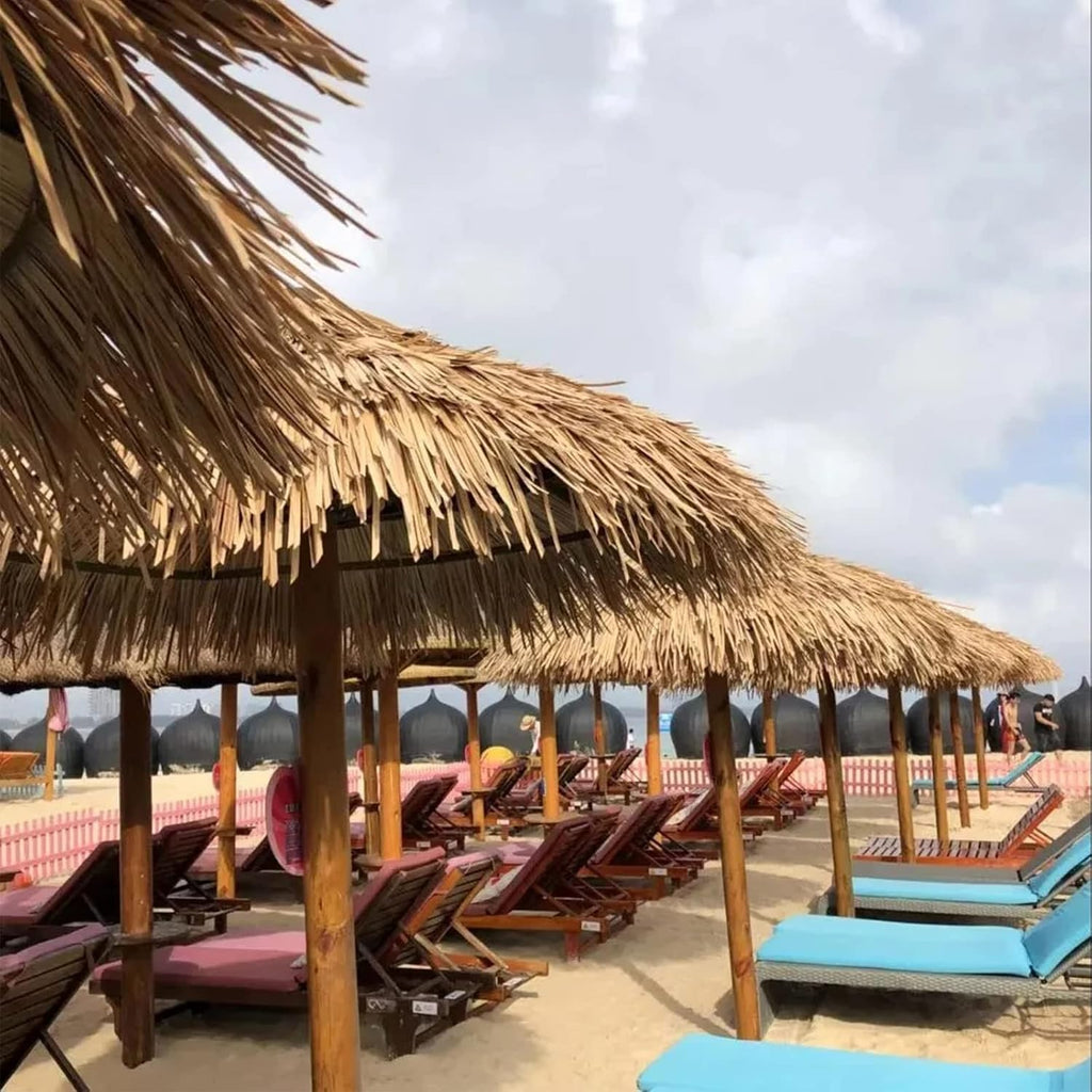 Simulation Thatch Roll Roofing Straw Tiles Artificial Palm Thatch Runner Fireproof and Anti-Aging for Outdoor Roof Pavilion Garden Tiki Bar Wooden House Decoration, 1-10m(Size:4m/13.1ft)