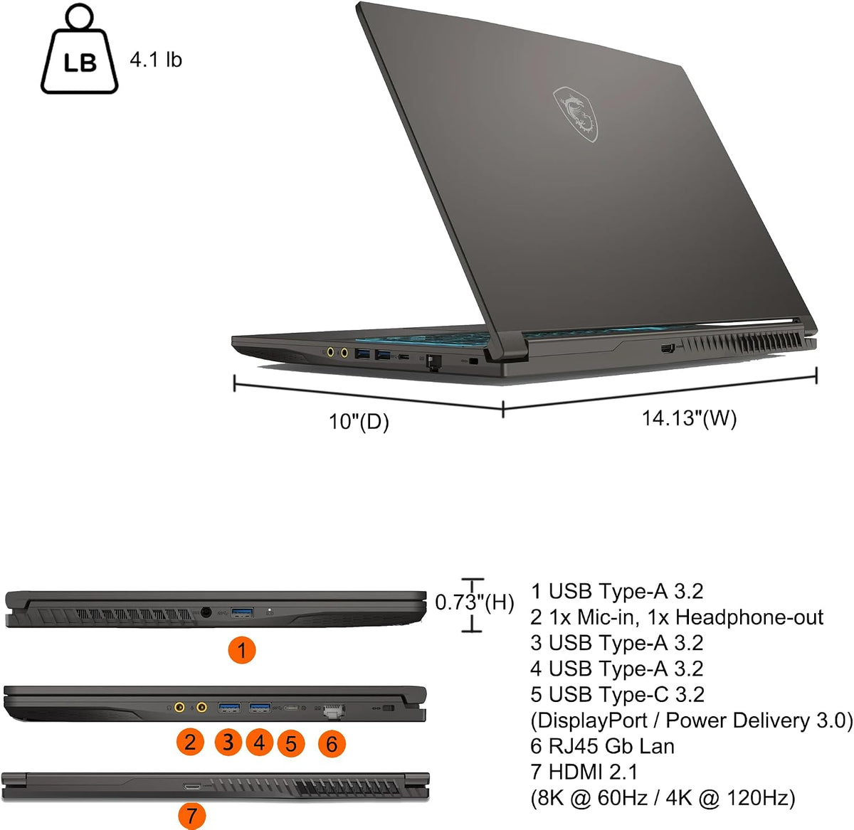 msi Thin 15 Gaming Laptop 15.6' FHD IPS 144Hz Intel Octa core i5-13420H (Beats i7-12650H) 16GB RAM 1TB SSD GeForce RTX 4050 Backlit Type-C Wi-Fi6E Win11 ICP Hub