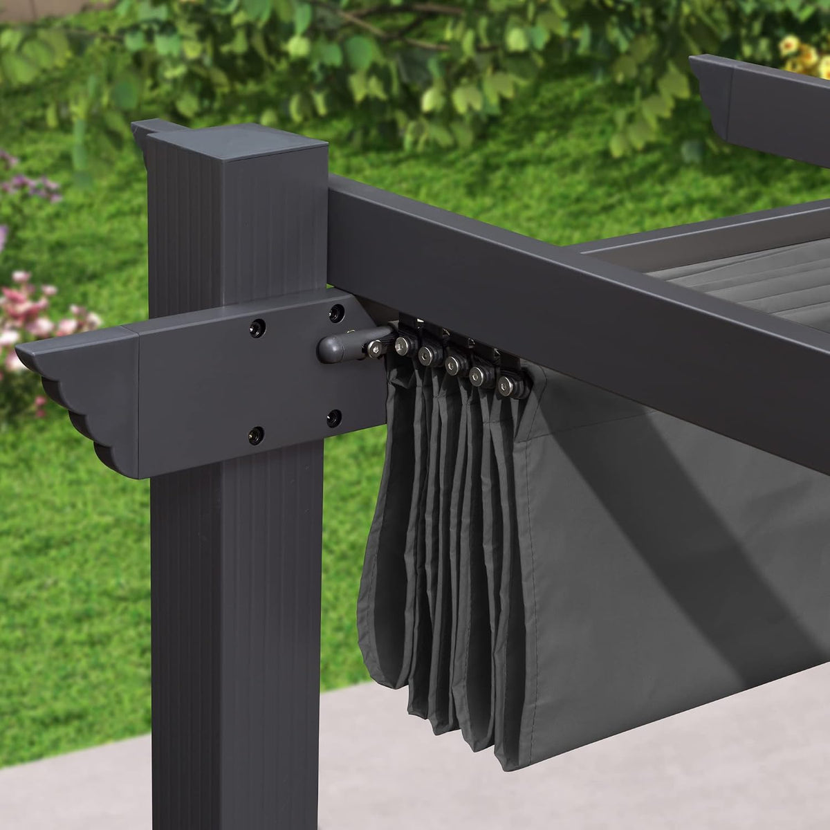 PURPLE LEAF Pergola Shade Cover for 10' X 10' Deck Porch Outside Outdoor Retractable Durable Fabric Canopy Replacement Top Only Gray