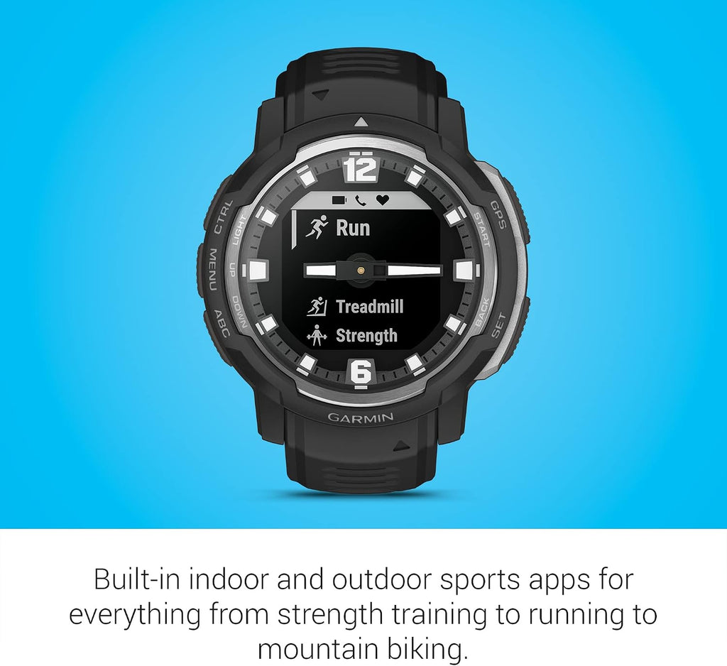 Garmin Instinct Crossover, Rugged Hybrid Smartwatch, Analog Hands and Digital Display, Black