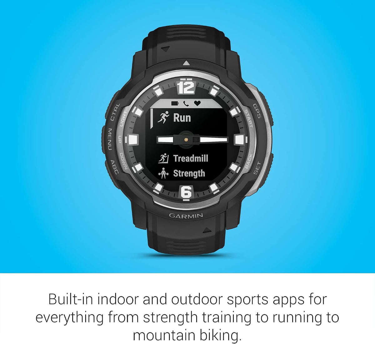 Garmin Instinct Crossover, Rugged Hybrid Smartwatch, Analog Hands and Digital Display, Black