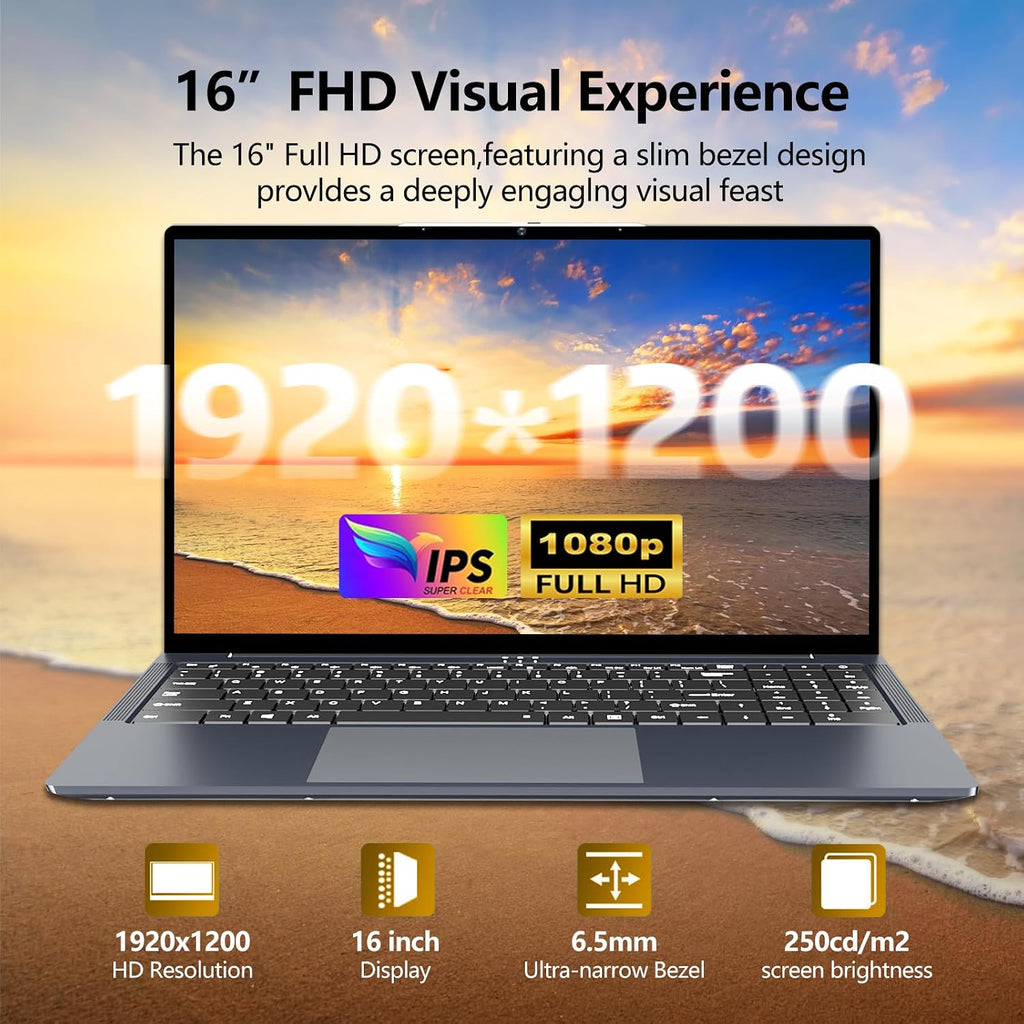 Gaming Laptop i5, 16 inch Laptops, Laptop Computer Up to 3.60GHZ, Traditional Laptops Computers for 16GB RAM 1TB SSD, Business Lap top Full HD 1920X1200 Display 180 Angle Opening WIFI 5 Win 11 Pro