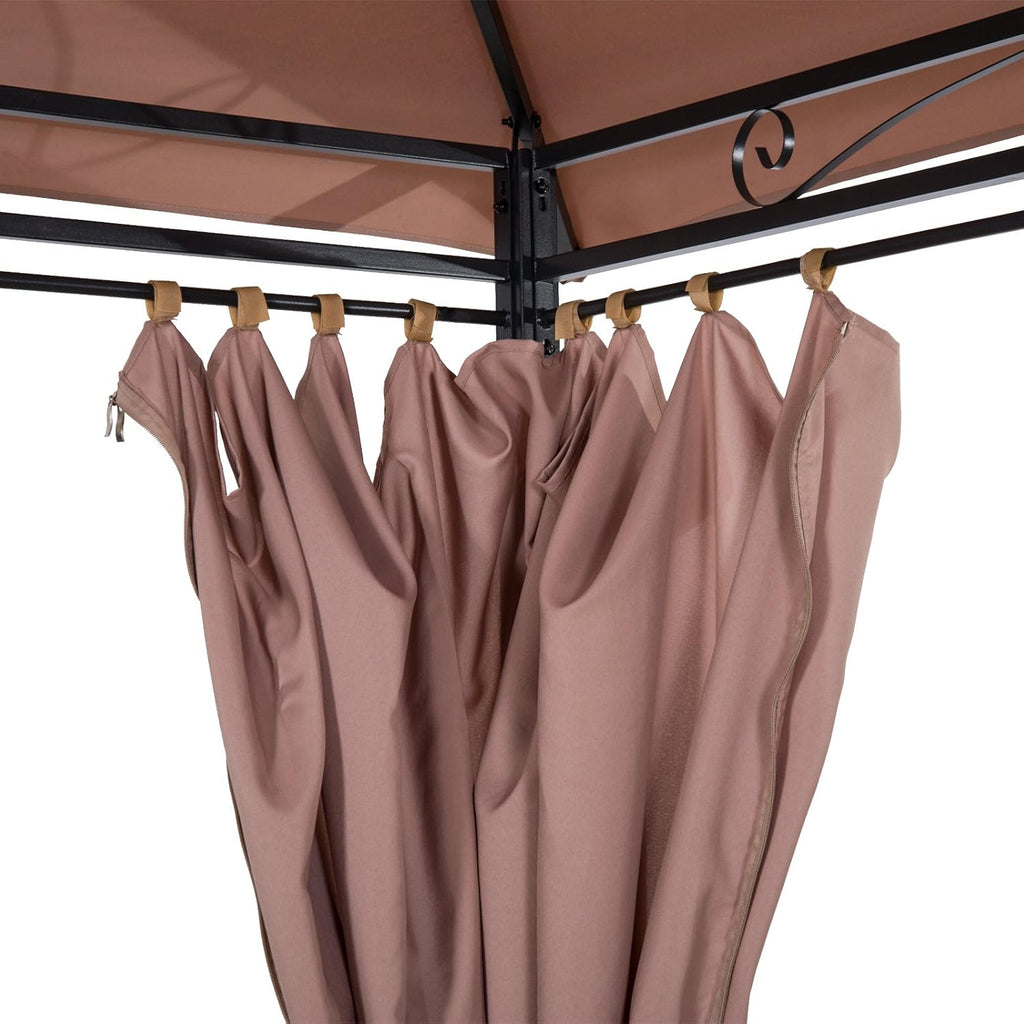 Outsunny 10' x 13' Patio Gazebo, Outdoor Gazebo Canopy Shelter with Curtains, Vented Roof, Steel Frame for Garden, Lawn, Backyard and Deck, Khaki