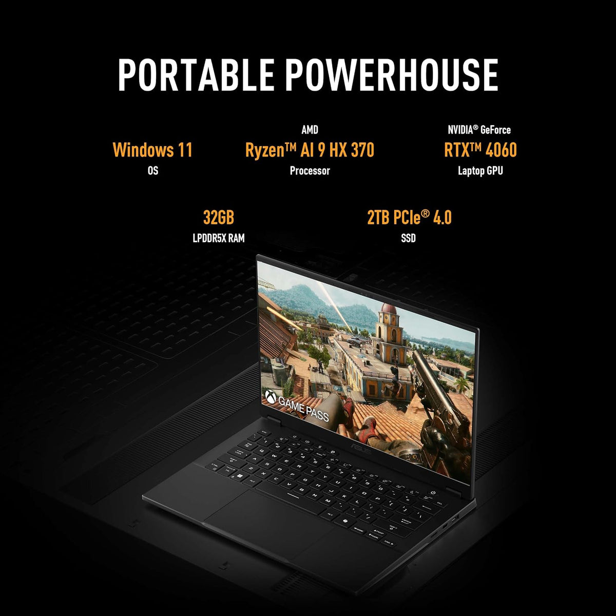 ASUS TUF Gaming A14 Copilot+ PC Gaming Laptop, 14' WQXGA 16:10 165Hz Display, AMD Ryzen™ AI 9 HX 370, NVIDIA® GeForce RTX™ 4060, 16GB LPDDR5X, 1TB PCIe® Gen 4.0 SSD, Wi-Fi 6E, Windows 11, FA401WV-WB94