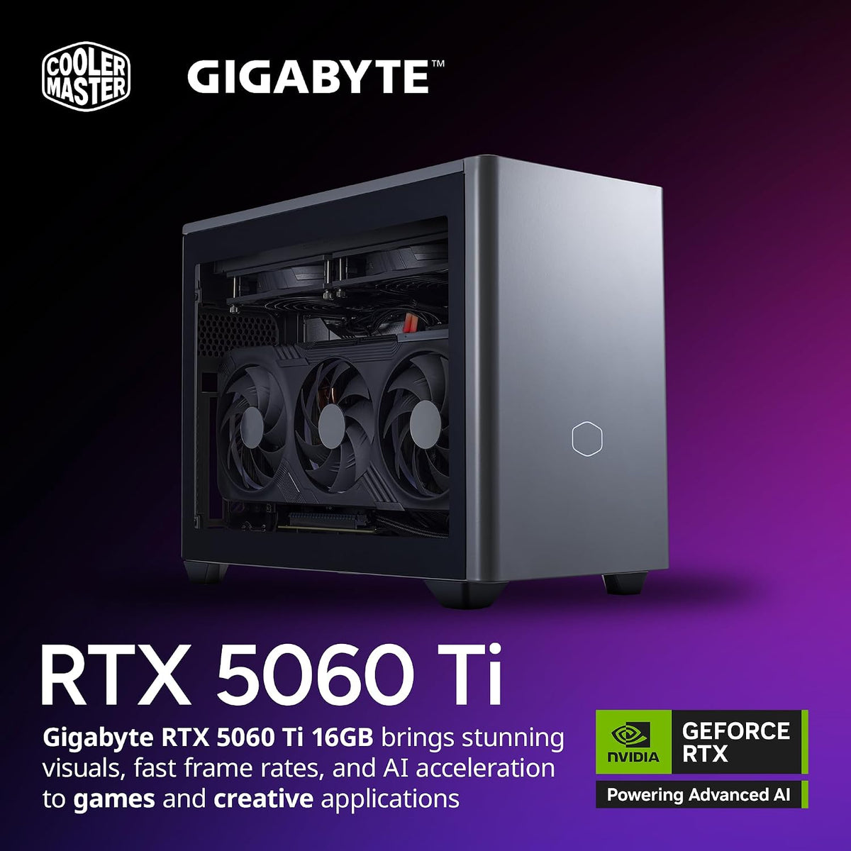 Cooler Master NR2 Pro Gaming PC – Intel Ultra 7 265F, NVIDIA GeForce RTX 5060 Ti 16GB, 32GB DDR5 6000MHz, 2TB Gen4 M.2, Windows 11, V850 SFX Gold PSU, Compact Mini ITX Desktop PC