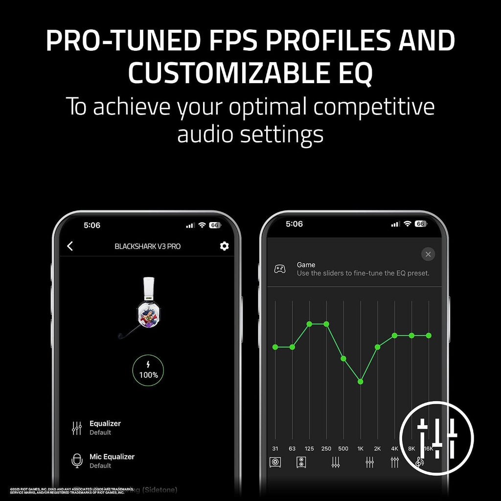 Razer BlackShark V3 Pro Wireless ANC Gaming Headset for Xbox: Full Band Mic - 50mm Driver - 2.4 GHz, Bluetooth, USB, 3.5mm - Works with PC, Mac, PS5, Nintendo Switch - Long Battery Life - 2XKO Edition
