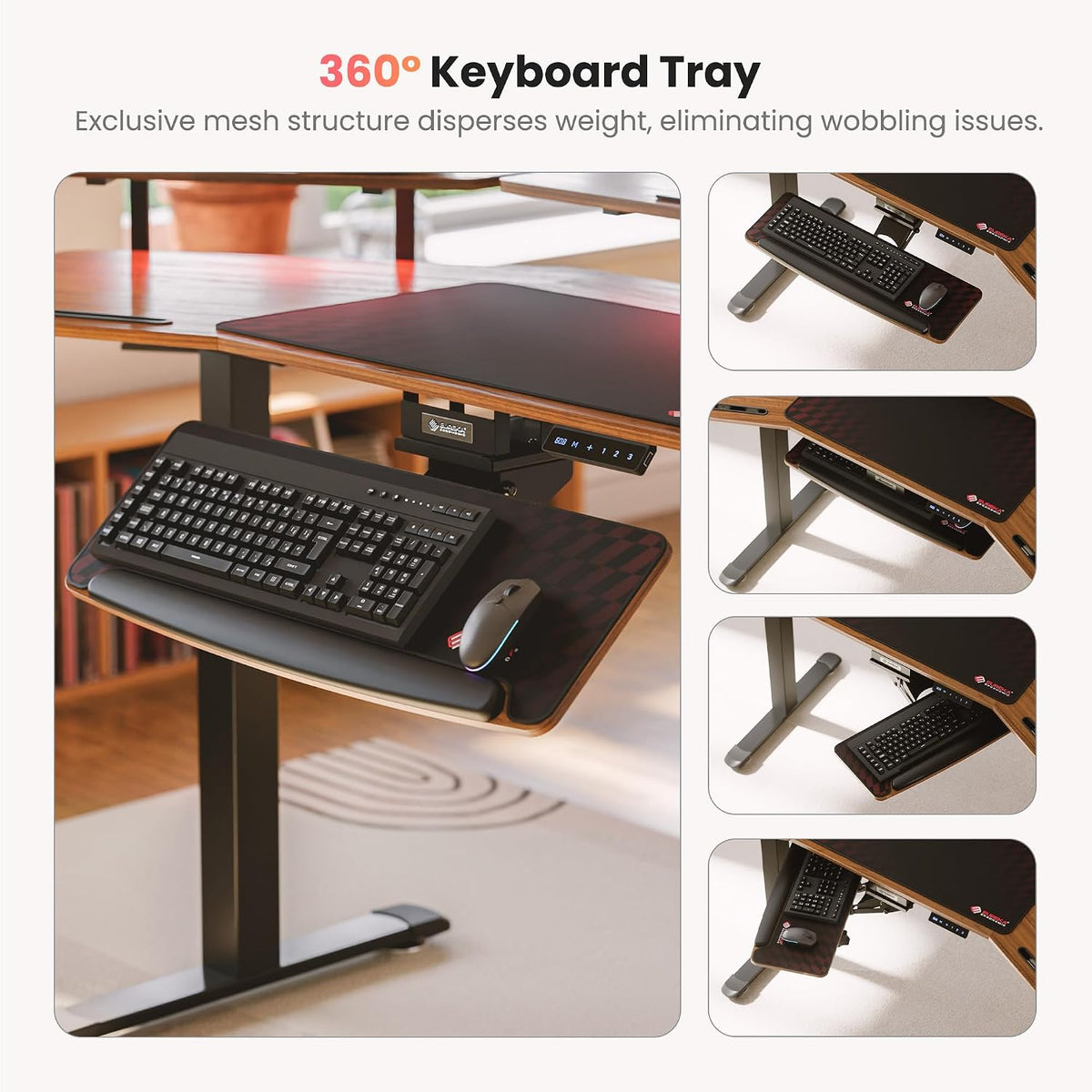 EUREKA ERGONOMIC 72' Standing Desk, Adjustable Height Dual Motor Computer Desk with Keyboard Tray & LED Monitor Stand, Gaming Music Studio Workstation, Slot Design, Deep Walnut